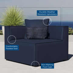 Saybrook Navy Outdoor Patio Upholstered Sectional Sofa Corner Chair - Ornate Home