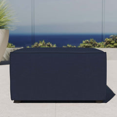 Saybrook Navy Outdoor Patio Upholstered Sectional Sofa Ottoman - Ornate Home