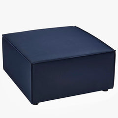 Saybrook Navy Outdoor Patio Upholstered Sectional Sofa Ottoman - Ornate Home