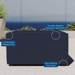 Saybrook Navy Outdoor Patio Upholstered Sectional Sofa Ottoman - Ornate Home
