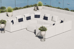 Saybrook White 10-Piece Outdoor Patio Upholstered Sectional Sofa - Ornate Home