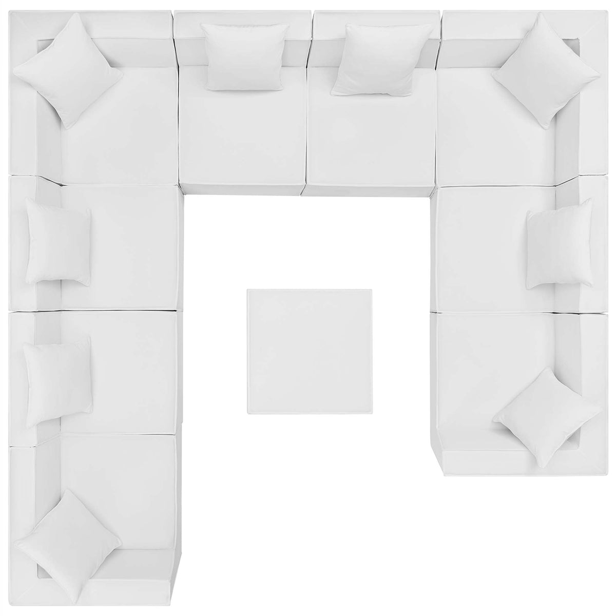 Saybrook White 10-Piece Outdoor Patio Upholstered Sectional Sofa - Ornate Home