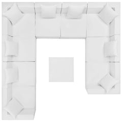 Saybrook White 10-Piece Outdoor Patio Upholstered Sectional Sofa - Ornate Home