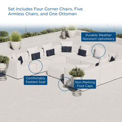 Saybrook White 10-Piece Outdoor Patio Upholstered Sectional Sofa - Ornate Home