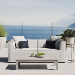 Saybrook White 2-Piece Outdoor Patio Upholstered Sectional Sofa Loveseat - Ornate Home