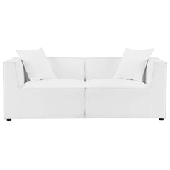 Saybrook White 2-Piece Outdoor Patio Upholstered Sectional Sofa Loveseat - Ornate Home