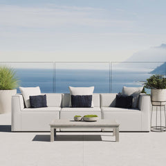 Saybrook White 3-Piece Outdoor Patio Upholstered Sectional Sofa - Ornate Home