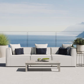 Saybrook White 3-Piece Outdoor Patio Upholstered Sectional Sofa - Ornate Home
