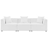 Saybrook White 3-Piece Outdoor Patio Upholstered Sectional Sofa - Ornate Home