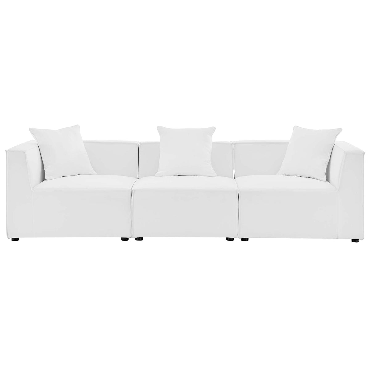 Saybrook White 3-Piece Outdoor Patio Upholstered Sectional Sofa - Ornate Home
