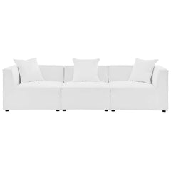 Saybrook White 3-Piece Outdoor Patio Upholstered Sectional Sofa - Ornate Home