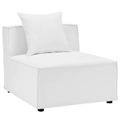 Saybrook White 3-Piece Outdoor Patio Upholstered Sectional Sofa - Ornate Home