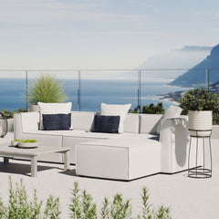 Saybrook White 4-Piece Outdoor Patio Upholstered Sectional Sofa - 64x103.5" - Ornate Home