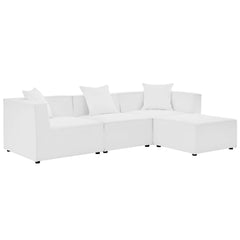 Saybrook White 4-Piece Outdoor Patio Upholstered Sectional Sofa - 64x103.5" - Ornate Home