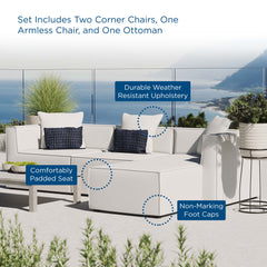 Saybrook White 4-Piece Outdoor Patio Upholstered Sectional Sofa - 64x103.5" - Ornate Home