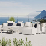 Saybrook White 5-Piece Outdoor Patio Upholstered Sectional Sofa - 64x138" - Ornate Home