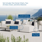 Saybrook White 5-Piece Outdoor Patio Upholstered Sectional Sofa - 64x138" - Ornate Home