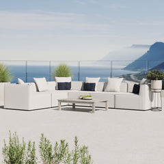 Saybrook White 6-Piece Outdoor Patio Upholstered Sectional Sofa - 103.5x138" - Ornate Home