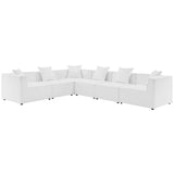 Saybrook White 6-Piece Outdoor Patio Upholstered Sectional Sofa - 103.5x138" - Ornate Home
