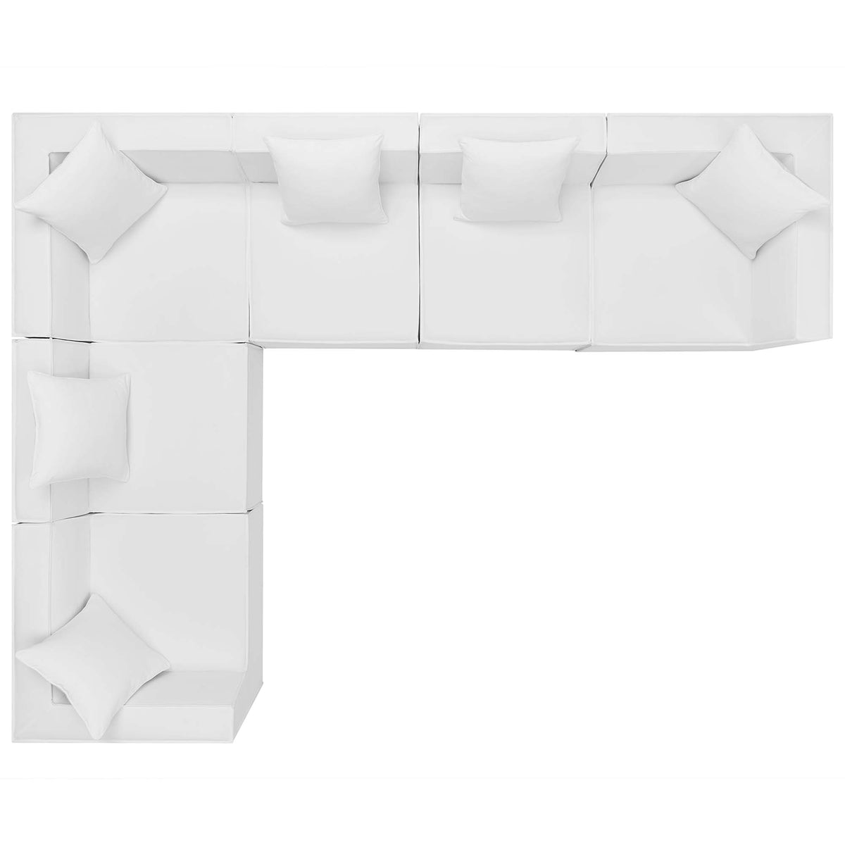 Saybrook White 6-Piece Outdoor Patio Upholstered Sectional Sofa - 103.5x138" - Ornate Home