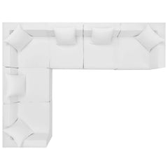 Saybrook White 6-Piece Outdoor Patio Upholstered Sectional Sofa - 103.5x138" - Ornate Home