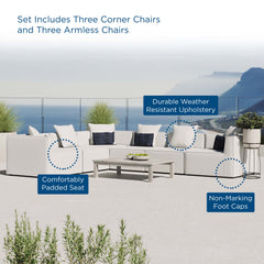 Saybrook White 6-Piece Outdoor Patio Upholstered Sectional Sofa - 103.5x138" - Ornate Home