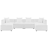 Saybrook White 6-Piece Outdoor Patio Upholstered Sectional Sofa - 64x138" - Ornate Home