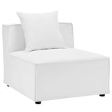 Saybrook White 6-Piece Outdoor Patio Upholstered Sectional Sofa - 64x138" - Ornate Home