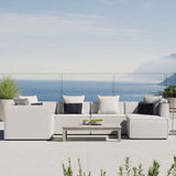 Saybrook White 6-Piece Outdoor Patio Upholstered Sectional Sofa - 69x138" - Ornate Home