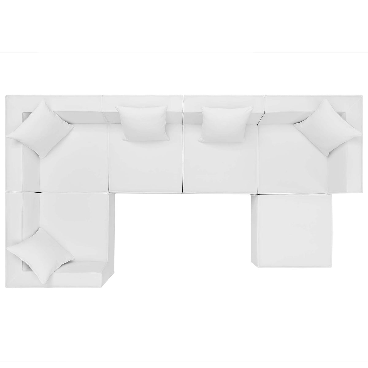 Saybrook White 6-Piece Outdoor Patio Upholstered Sectional Sofa - 69x138" - Ornate Home