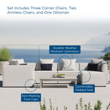 Saybrook White 6-Piece Outdoor Patio Upholstered Sectional Sofa - 69x138" - Ornate Home