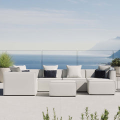 Saybrook White 7-Piece Outdoor Patio Upholstered Sectional Sofa - Ornate Home