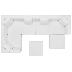 Saybrook White 7-Piece Outdoor Patio Upholstered Sectional Sofa - Ornate Home