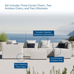 Saybrook White 7-Piece Outdoor Patio Upholstered Sectional Sofa - Ornate Home