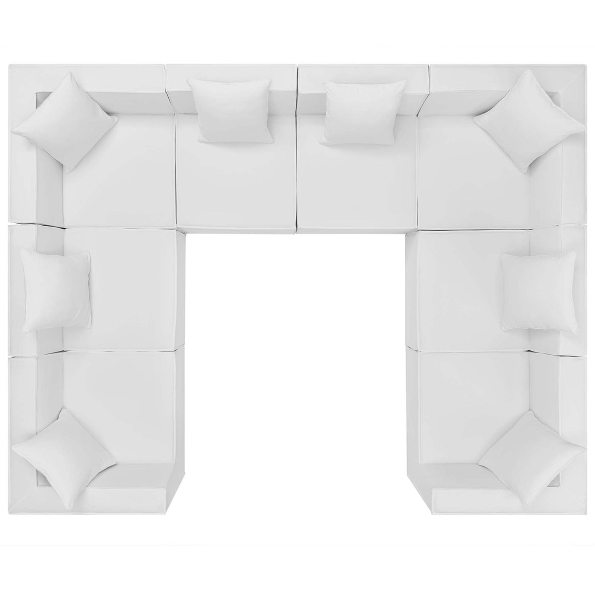 Saybrook White 8-Piece Outdoor Patio Upholstered Sectional Sofa - Ornate Home