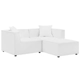 Saybrook White Outdoor Patio Upholstered Loveseat and Ottoman Set - Ornate Home