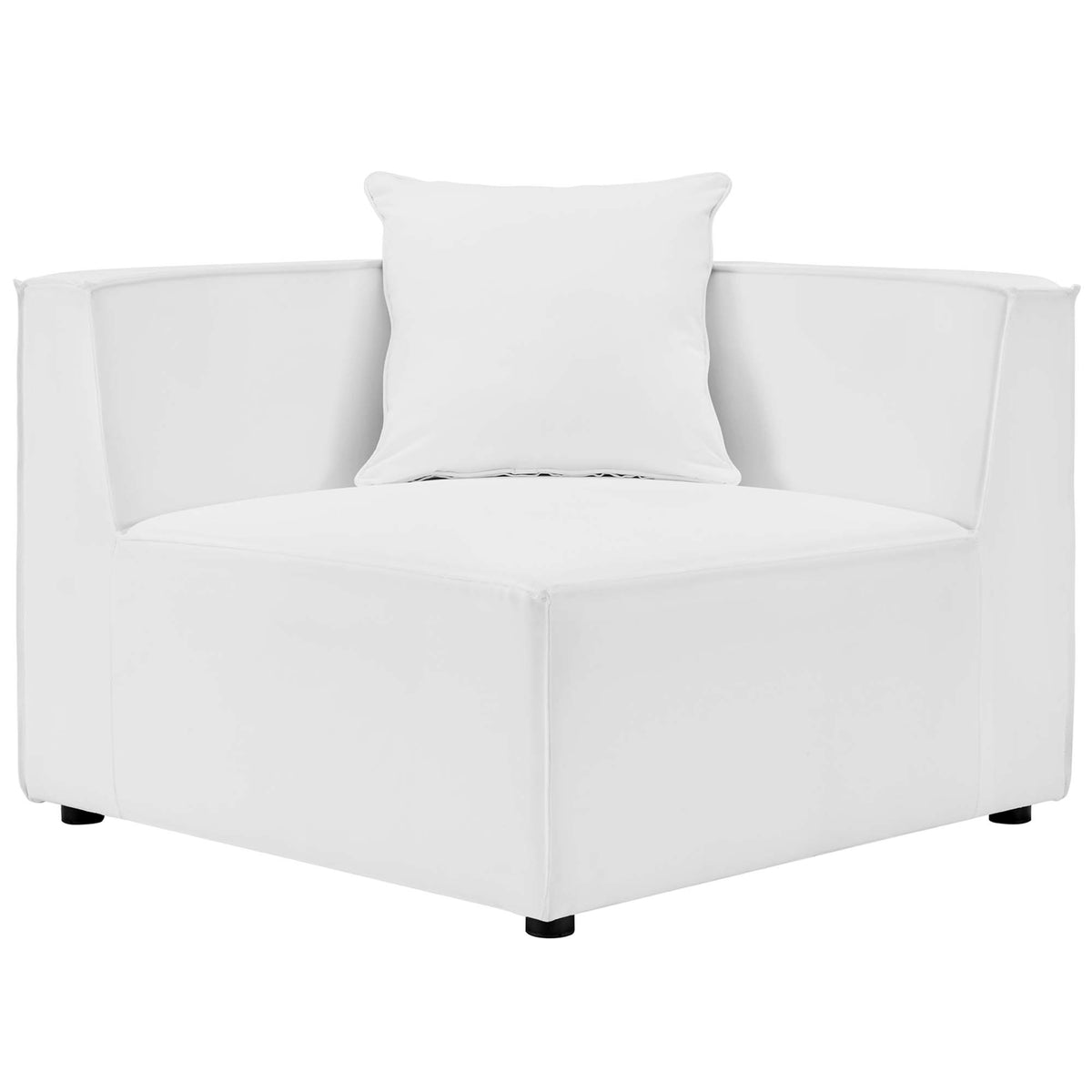 Saybrook White Outdoor Patio Upholstered Loveseat and Ottoman Set - Ornate Home