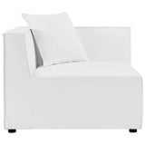 Saybrook White Outdoor Patio Upholstered Loveseat and Ottoman Set - Ornate Home