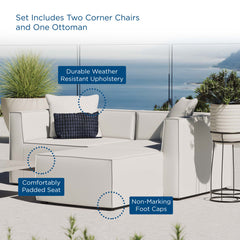 Saybrook White Outdoor Patio Upholstered Loveseat and Ottoman Set - Ornate Home