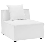 Saybrook White Outdoor Patio Upholstered Sectional Sofa Armless Chair - Ornate Home