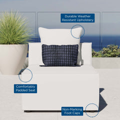 Saybrook White Outdoor Patio Upholstered Sectional Sofa Armless Chair - Ornate Home