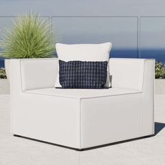 Saybrook White Outdoor Patio Upholstered Sectional Sofa Corner Chair - Ornate Home