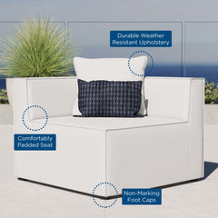 Saybrook White Outdoor Patio Upholstered Sectional Sofa Corner Chair - Ornate Home