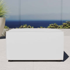 Saybrook White Outdoor Patio Upholstered Sectional Sofa Ottoman - Ornate Home