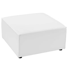 Saybrook White Outdoor Patio Upholstered Sectional Sofa Ottoman - Ornate Home