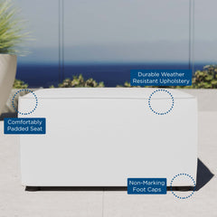 Saybrook White Outdoor Patio Upholstered Sectional Sofa Ottoman - Ornate Home