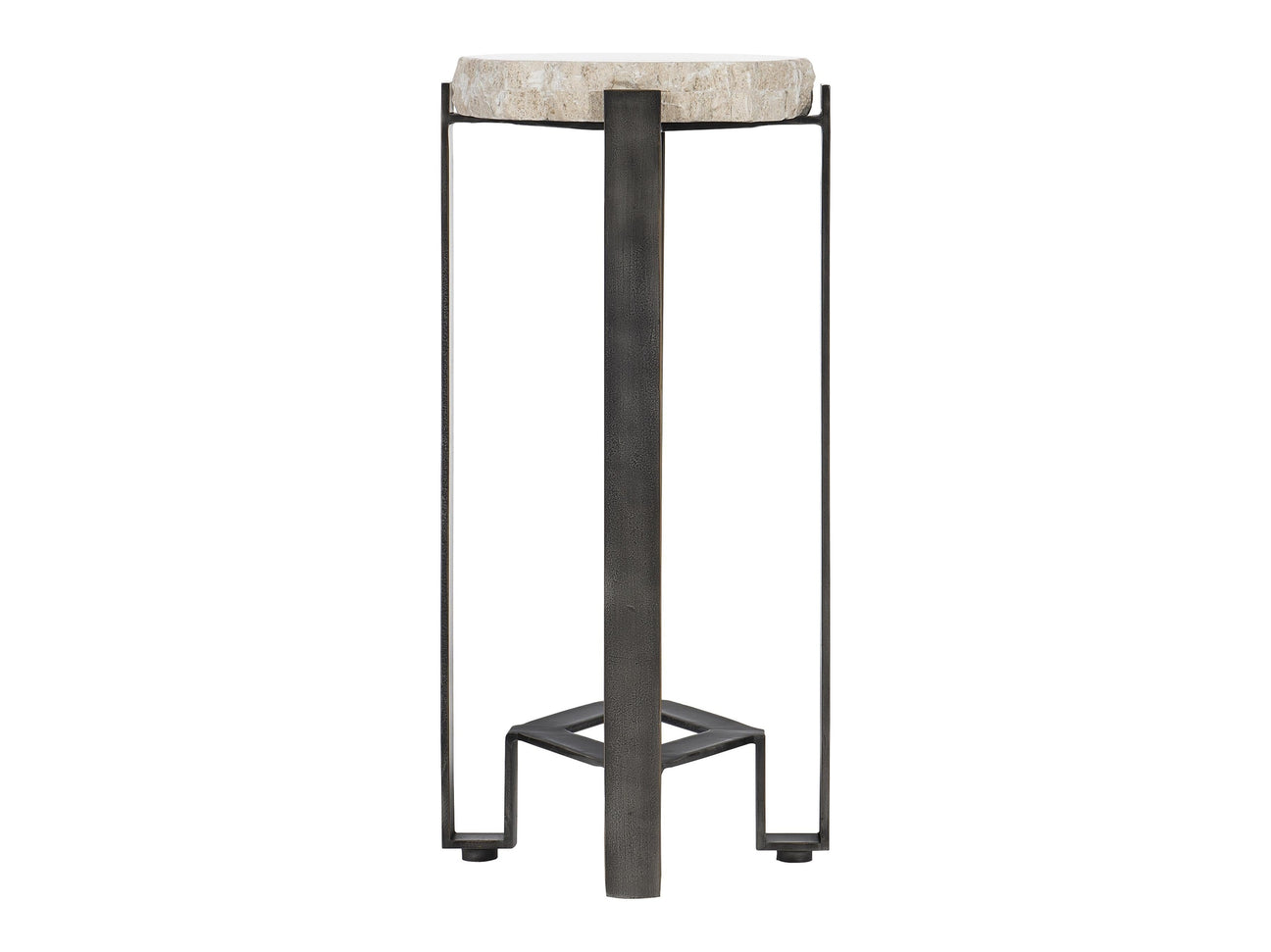 Sayers White Travertine/Oil-Rubbed Bronze Accent Table - Ornate Home