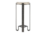 Sayers White Travertine/Oil-Rubbed Bronze Accent Table - Ornate Home