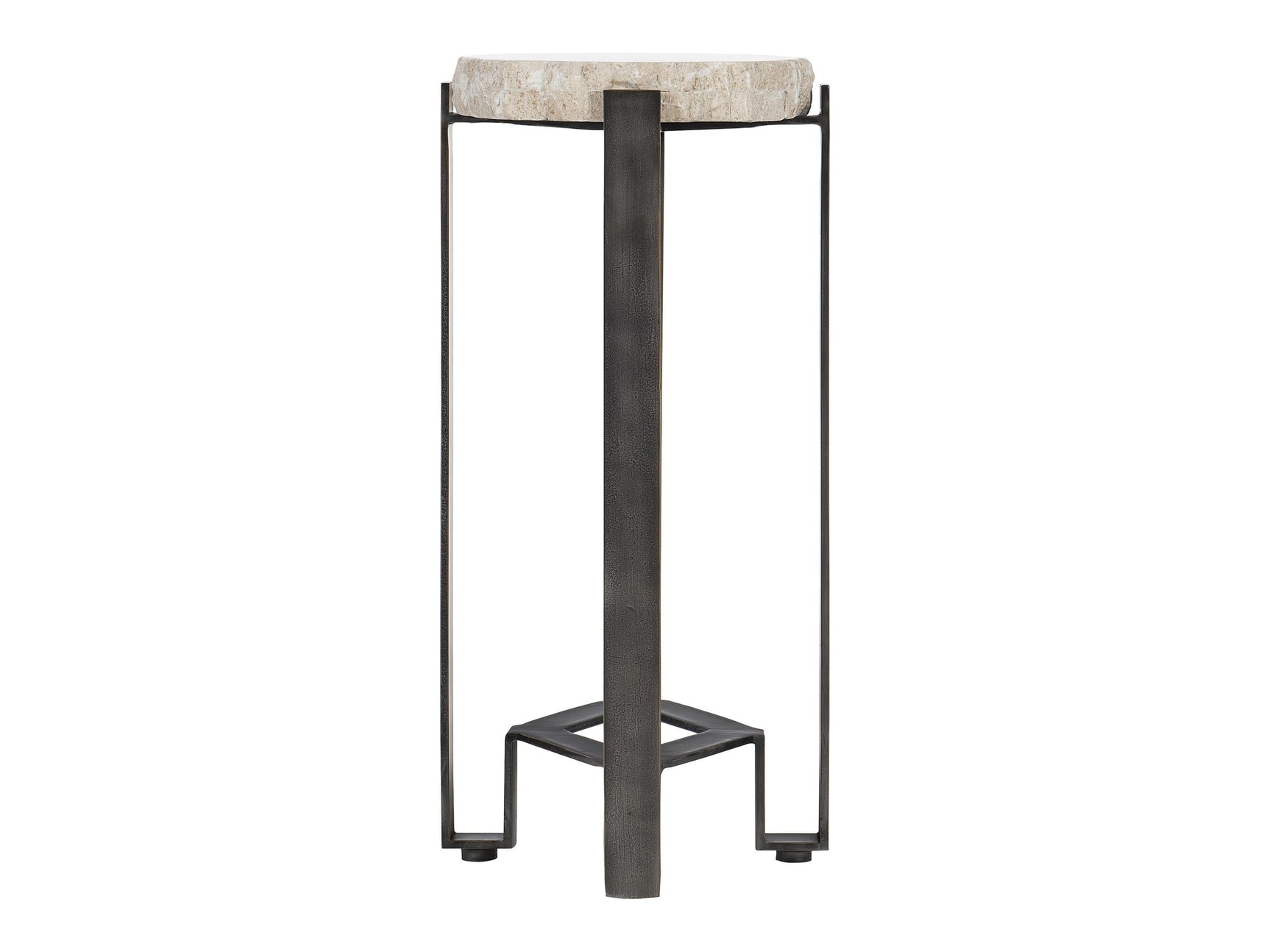 Sayers White Travertine/Oil-Rubbed Bronze Accent Table - Ornate Home