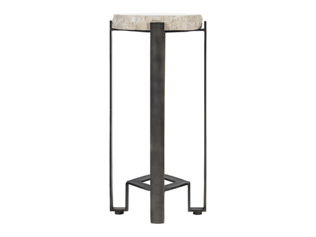 Sayers White Travertine/Oil-Rubbed Bronze Accent Table - Ornate Home